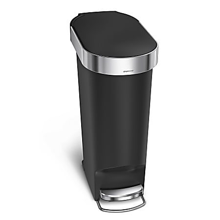 simplehuman Slim Trash Can, 10.57 Gallons, Black