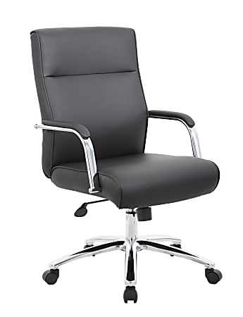 Boss Office Products Modern Executive Conference Ergonomic Chair, Caressoft™ Vinyl, Black/Chrome