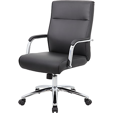 Boss Office Products Black Contemporary Ergonomic Adjustable Height Swivel  Upholstered Executive Chair