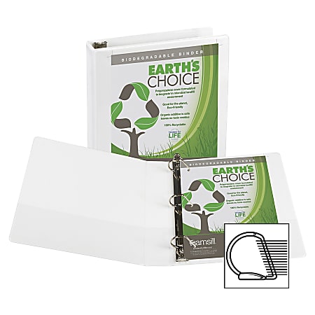 Samsill® Earth's Choice Vue 3-Ring Binder, 1" D-Rings, White