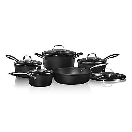 THE ROCK™ By Starfrit® Diamond 10-Piece Aluminum Nonstick Cookware Set, Black