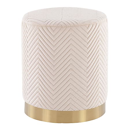 LumiSource Marla Chevron Ottoman, Gold/Cream