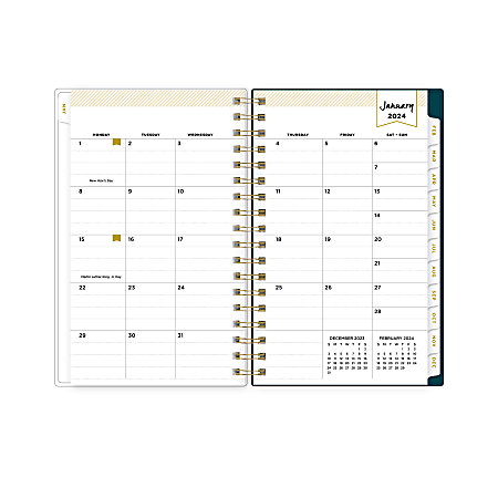 2024 Day Designer WeeklyMonthly Planning Calendar 3 58 x 6 18 Graceful  Ocean January To December - Office Depot