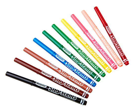 Crayola Silly Scents Slim Scented Washable Markers Broad Point Assorted  Colors Pack Of 10 Markers - Office Depot