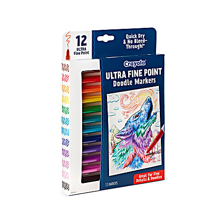 Crayola Doodle Draw Markers Ultra Fine Point Assorted Colors Pack Of 12  Markers - Office Depot