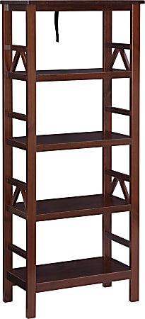 Linon Titian 55"H 4-Shelf Home Office Bookcase, Antique Tobacco