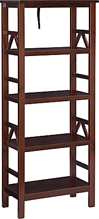 Linon Titian 55"H 4-Shelf Home Office Bookcase, Antique Tobacco