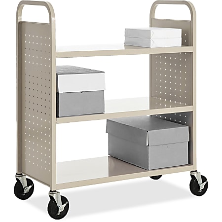 Lorell® Mobile Steel Book Cart, 3-Shelf, Putty