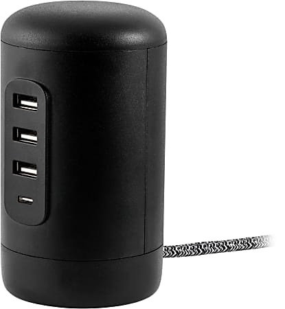 Philips 3 USB-A/1 USB-C/2-Outlet Desktop Charging Station, 5', Black