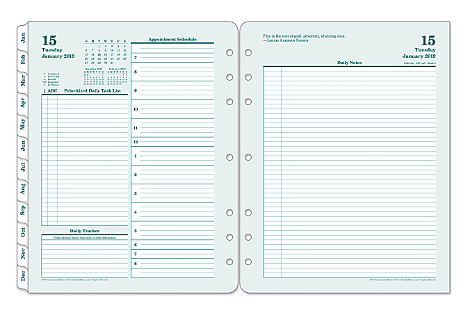 FranklinCovey® Brown Trout Organizer Refill, 8 1/2" x 11", Monarch, January to December 2019