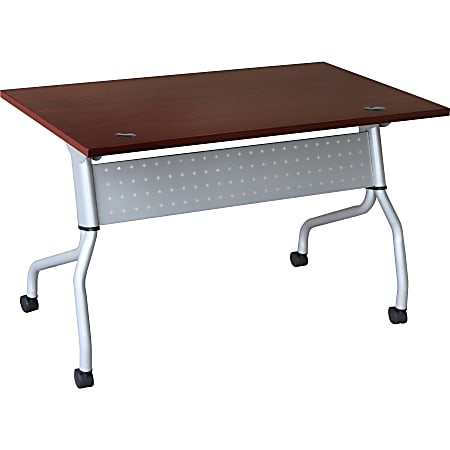 Lorell® Flip Top Training Table, 48"W, Mahogany/Silver