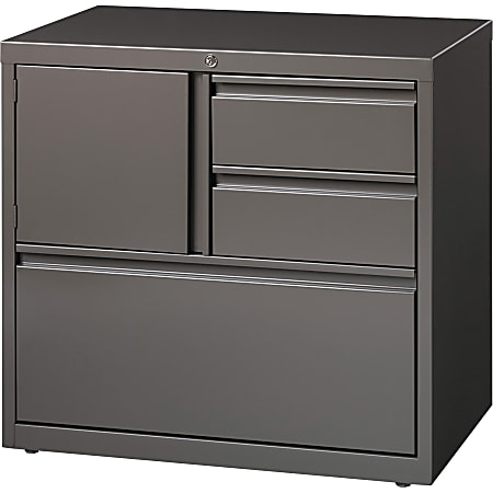 Lorell® 30"W Steel Personal Storage Center With Lateral File Cabinet, Brown
