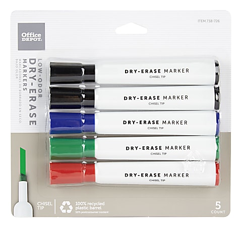 Office Depot® Brand 100% Recycled Low-Odor Dry-Erase Markers,