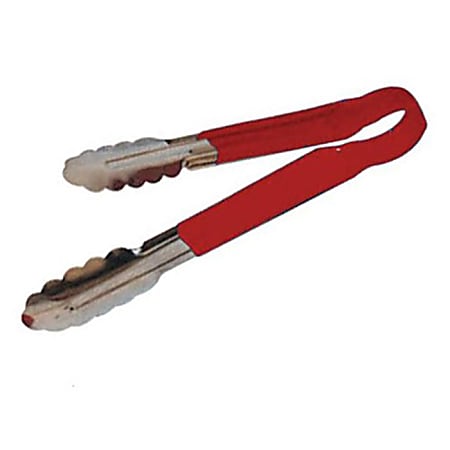 Winco Scalloped Tongs, 12", Red