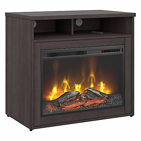 Bush® Business Furniture 400 Series 32"W Electric Fireplace With Shelf, Storm Gray, Standard Delivery
