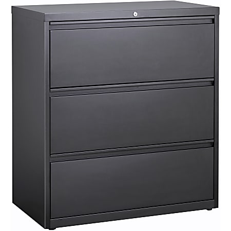 Lorell® 36"W x 18-8/10"D Lateral 3-Drawer Hanging File Cabinet, Charcoal