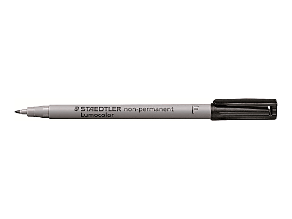 Staedtler Lumocolor Fine Point Waterbased Marker - Fine Point Type - Black Water Based Ink - Black Polypropylene Barrel - 10 / Box