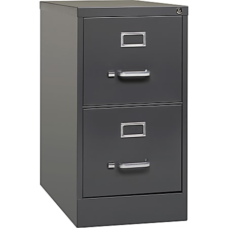 Lorell® Fortress 26-1/2"D Vertical 2-Drawer Letter-Size File Cabinet, Metal, Charcoal