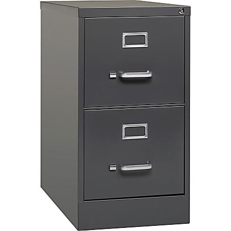 Lorell® Fortress 26-1/2"D Vertical 2-Drawer Letter-Size File Cabinet, Charcoal