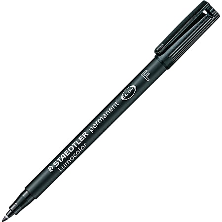 Lumocolor Quick-drying Fine Pt. Permanent Markers - Fine Point Type - 0.6 mm Point Size - Black - Black Polypropylene Barrel - 10 / Box