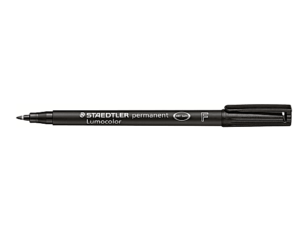 Lumocolor Quick-drying Fine Pt. Permanent Markers - Fine Point Type - 0.6 mm Point Size - Black - Black Polypropylene Barrel - 10 / Box