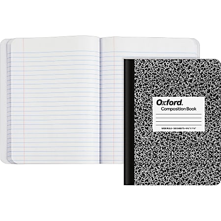 TOPS® Composition Book, 7-1/2" x 9-3/4", Wide Rule, 100 Sheets, Black Marble