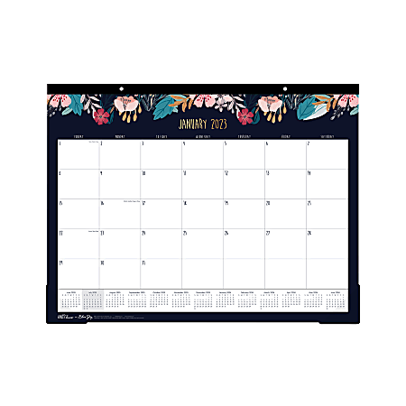 Blue Sky™ Monthly Desk Pad Planning Calendar, 22” x 17”, Bouquetia, January To December 2023, 138978