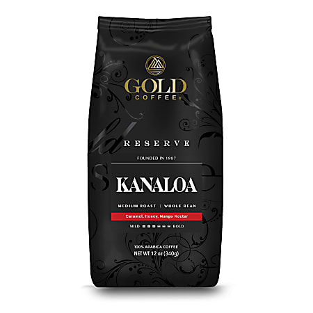 Gold Coffee Company Kanaloa Blend, Whole Bean, 12 Oz, Total Qty 1