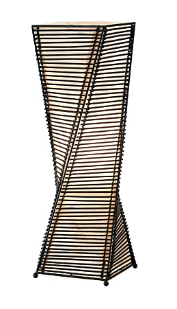 Adesso® Stix Table Lantern, 24-1/2" H, Black Base/Natural Beige Shade