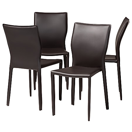 Baxton Studio Heidi Dining Chairs, Dark Brown, Set Of 4 Chairs