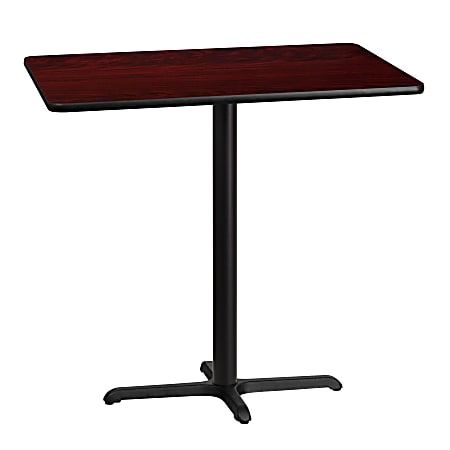 Flash Furniture Laminate Rectangular Table Top With Bar-Height Table Base, 43-1/8"H x 30"W x 42"D, Mahogany/Black