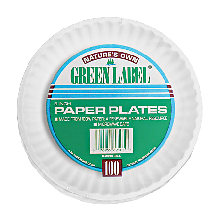 AJM Plates, 9", White, 100 Per Pack, 12 Packs Per Carton