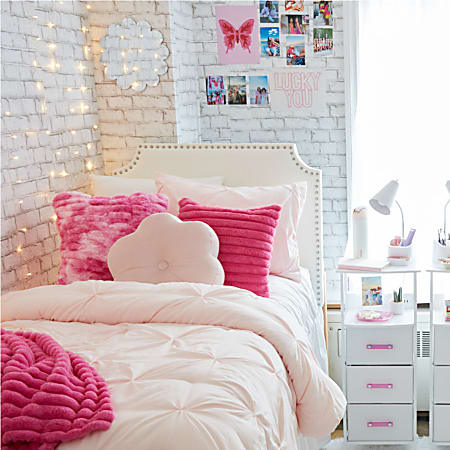 Dormify Masie Velvet Flower Shaped Pillow Blush Office Depot