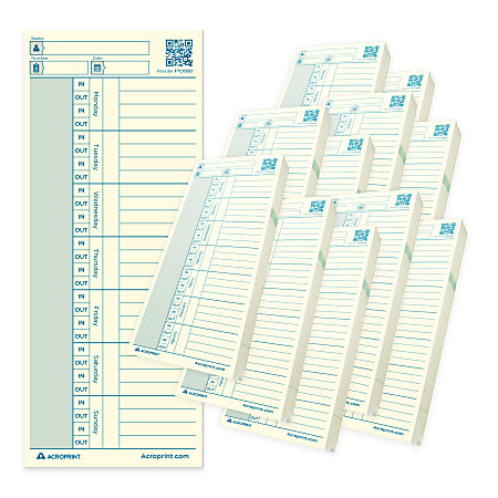 Acroprint FTC1550 Time Cards, Set Of 550 Cards