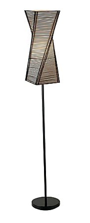 Adesso® Stix Floor Lamp, 68" H, Black Base/Natural