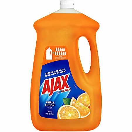 AJAX Triple Action Dish Soap - 90 fl oz (2.8 quart) - Orange Scent - Pleasant Scent, Phosphate-free, Kosher-free - Orange - 4 / Carton