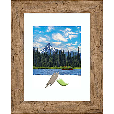 Amanti Art Rectangular Narrow Wood Picture Frame, 15” x 18" With Mat, Owl Brown
