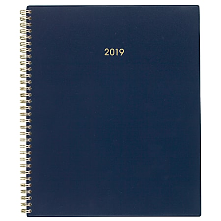 Cambridge® Color Bar Weekly/Monthly Planner, 8 1/2" x 11", Navy, January to December 2019