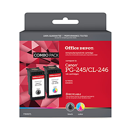 Office Depot® Brand ODPG245CL246 Remanufactured Black / Tri-Color Black Ink Cartridge Replacement For Canon PG-245/CL246, Pack Of 2