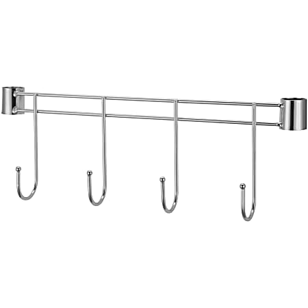 Lorell® 4-Hook Rack For Industrial Wire Shelving, 18"D, Chrome