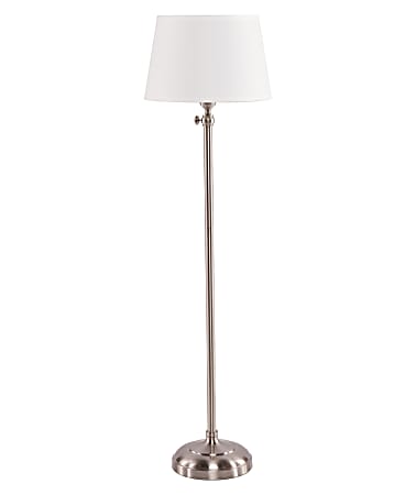 SEI Furniture Dacey Floor Lamp, 60"H, White Shade/Satin Steel Base