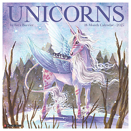2025 Willow Creek Press Wall Calendar, 12” x 12”, Unicorns By Sara Burner, January 2025 To December 2025, 45220