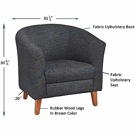 Lorell Upholstered Rubber Wood Lounge Chair - Black Fabric Seat - Fabric Back - Black - 1 Each Lorell Upholstered Rubber Wood Lounge Chair - Black Fabric Seat - Fabric Back - Black - 1 Each