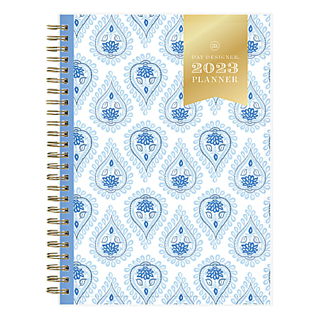 Day Designer Weekly/Monthly Planning Calendar, 5-7/8” x 8-5/8”, Perfectly Paisley Blue, January To December 2023, 138790