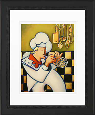 Timeless Frames Stockton Framed Kitchen Artwork, 11" x 14", Black, Whimsical Chef II