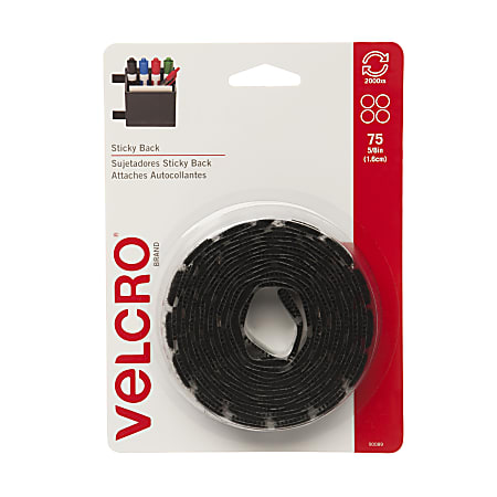 VELCRO® Brand VELCRO Brand Sticky Back Tape - 60 mil Width x 0.06" Length - 50 / Pack - Black
