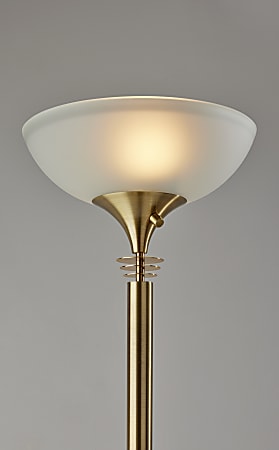 Adesso Metropolis 300W Torchiere Floor Lamp 71 H Frosted White Shade Antique Brass Base