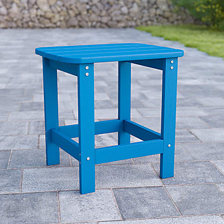 Flash Furniture Charlestown All-Weather Adirondack Side Table, 18-1/4”H x 18-3/4”W x 15”D, Blue