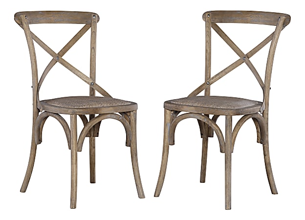 Linon Gwen Dining Chairs, Rustic Gray Wash, Set Of 2 Chairs
