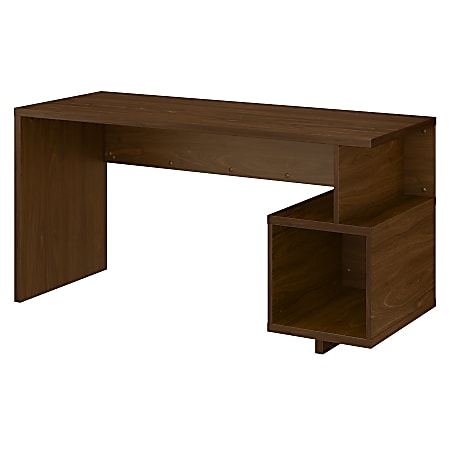 kathy ireland® Home by Bush Furniture Madison Avenue 60"W Writing Desk With Storage Cubby, Modern Walnut, Standard Delivery